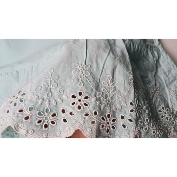 Womens Gymboree Aqua Blue Pintuck Eyelet Ruffle Dress Size Medium Smocked Back - Picture 6 of 12